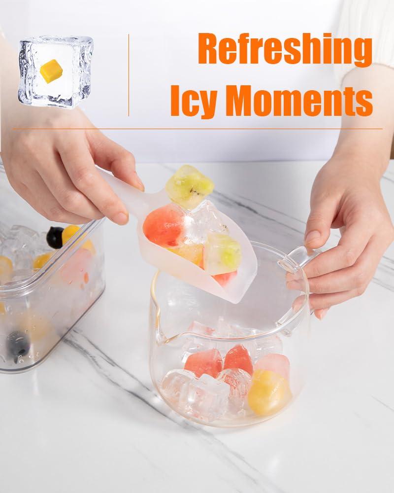 Latitude Run® Ice Cube Tray With Lid&Bin, Ice Cube Mold With 56 Cubes, Stackable Ice Trays For Freezer With Easy-Release Silicone Bottom, For Drinks, Wine, Coffee