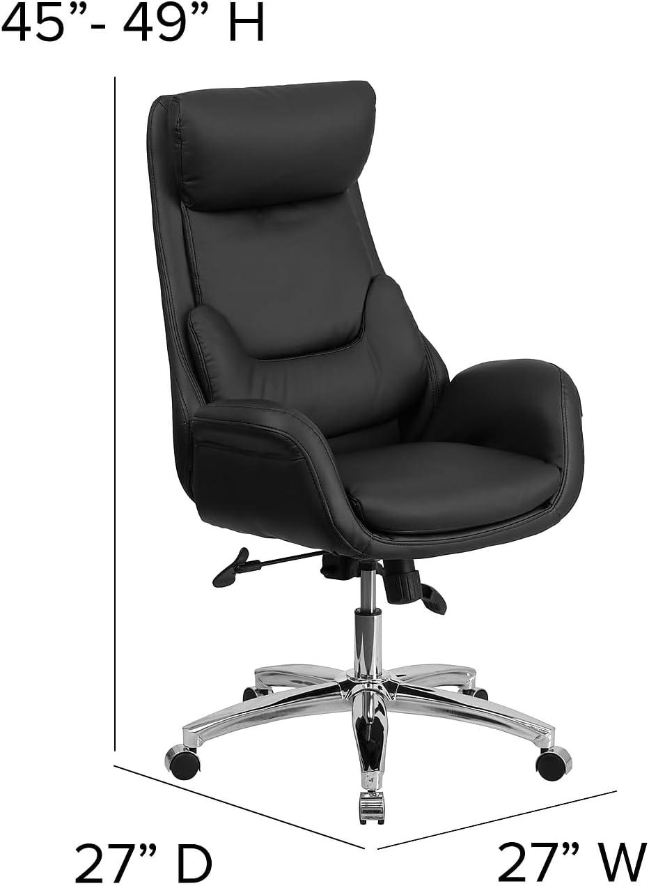 Flash Furniture High Back LeatherSoft Executive Reclining Ergonomic Swivel Office Chair with Arms