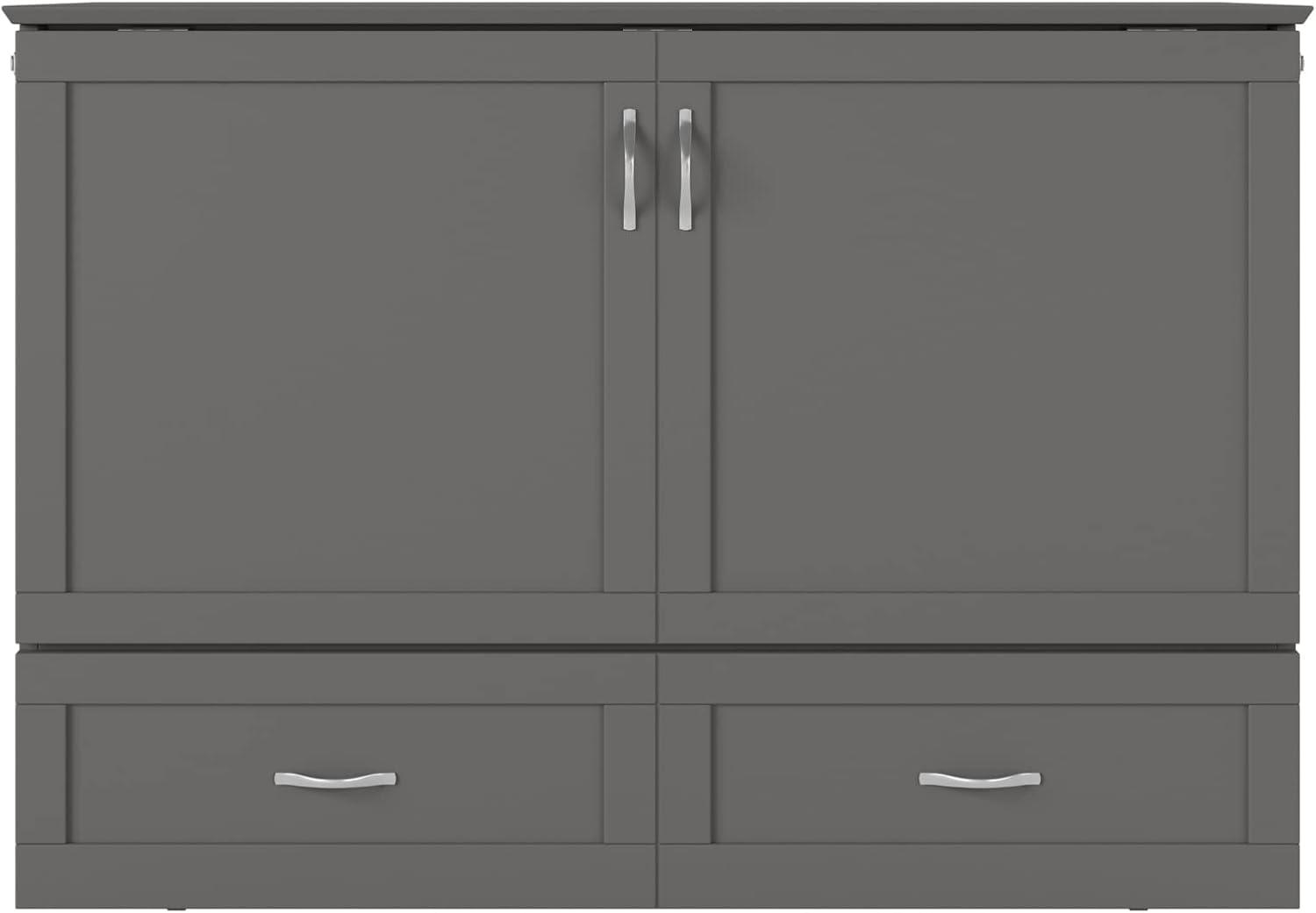 AFI Hamilton Full Solid Wood Murphy Bed Chest with Built-In Charger in Gray