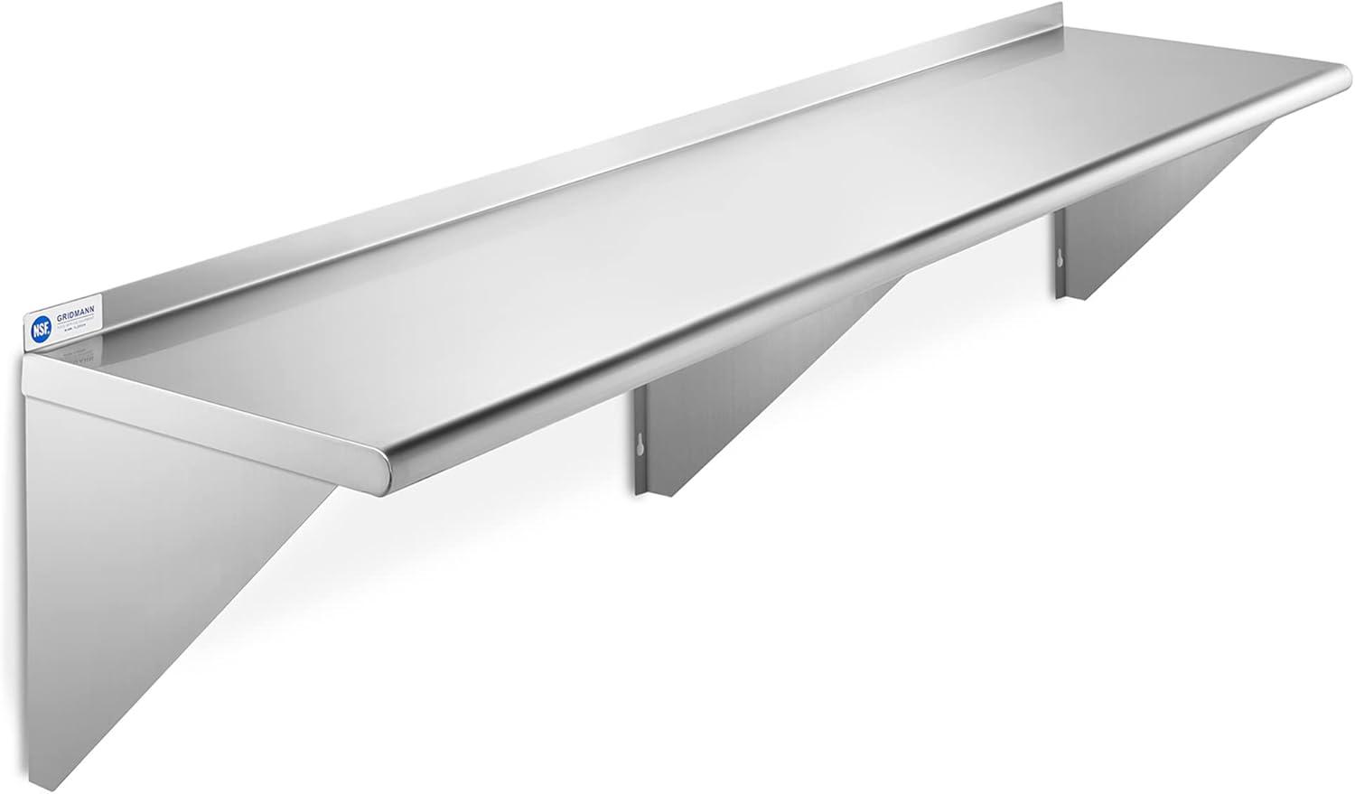 72'' Stainless Steel Wall Mount Shelf with Backsplash