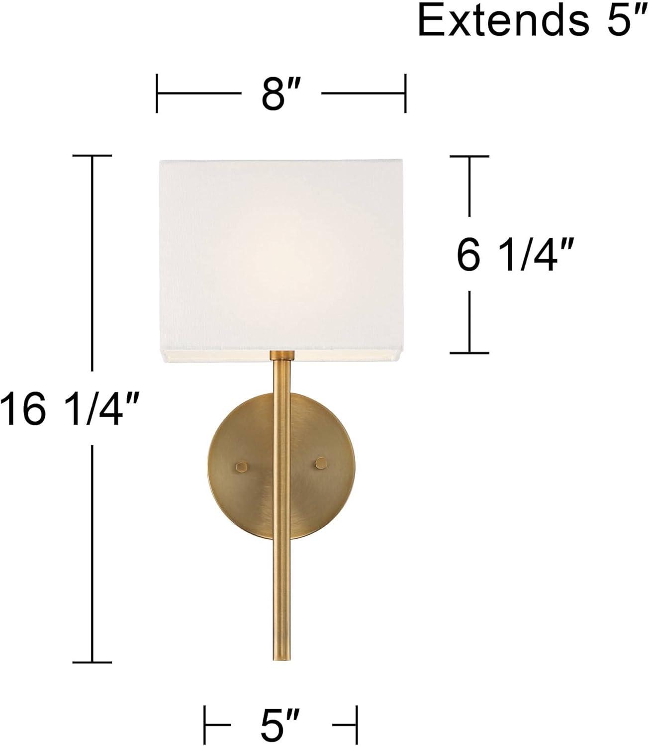 Favreau Warm Brass 14" Wall Sconce with Rectangular Linen Shade