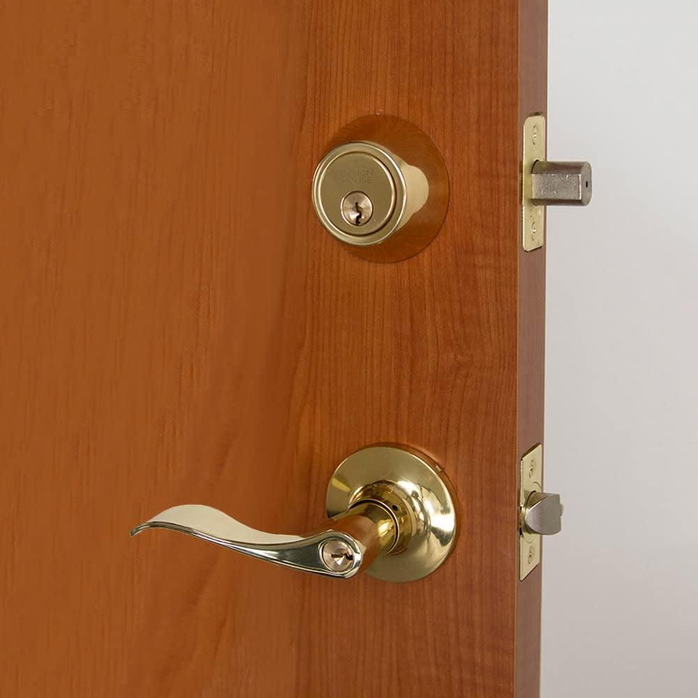 Design House 782763 Single Cylinder 2-Way Round Corner Deadbolt with Latch Polished Brass