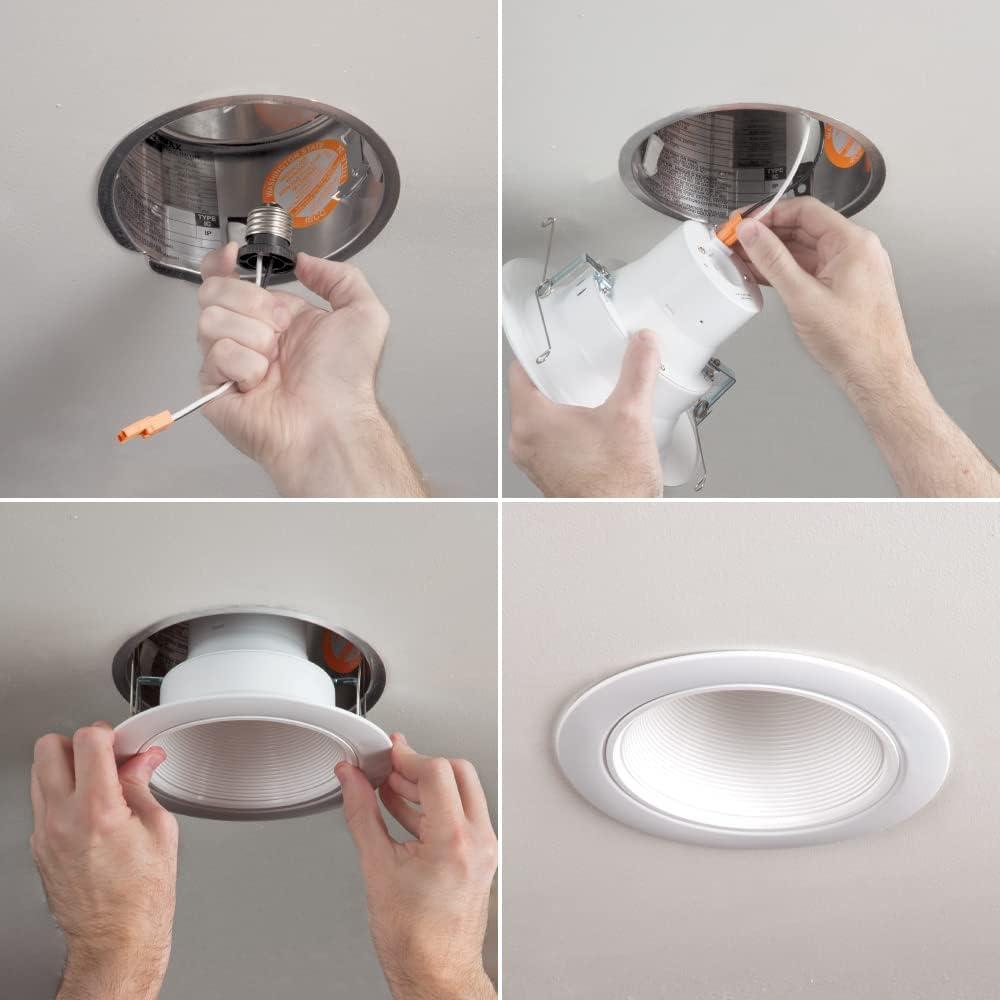 HALO RL 5 in. and 6 in. White Integrated LED Recessed Light Retrofit Trim at 3000K Soft White, Deep Baffle for Low Glare