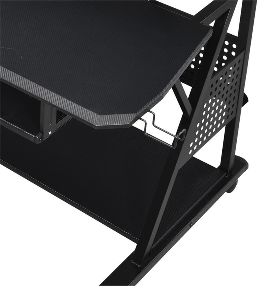 Acme Furniture 67" Willow Desks Black Finish: 42" High, Metal Frame, Wood Surface, Open Storage Shelf