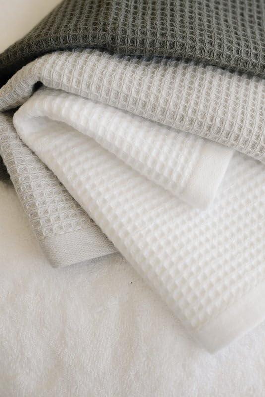 White Bamboo Waffle Weave Washcloth Set