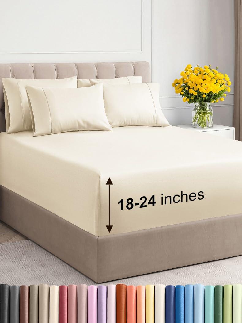 CGK Linens 6 Piece Extra Deep Pocket Ultra Soft & Cooling Sheet Set