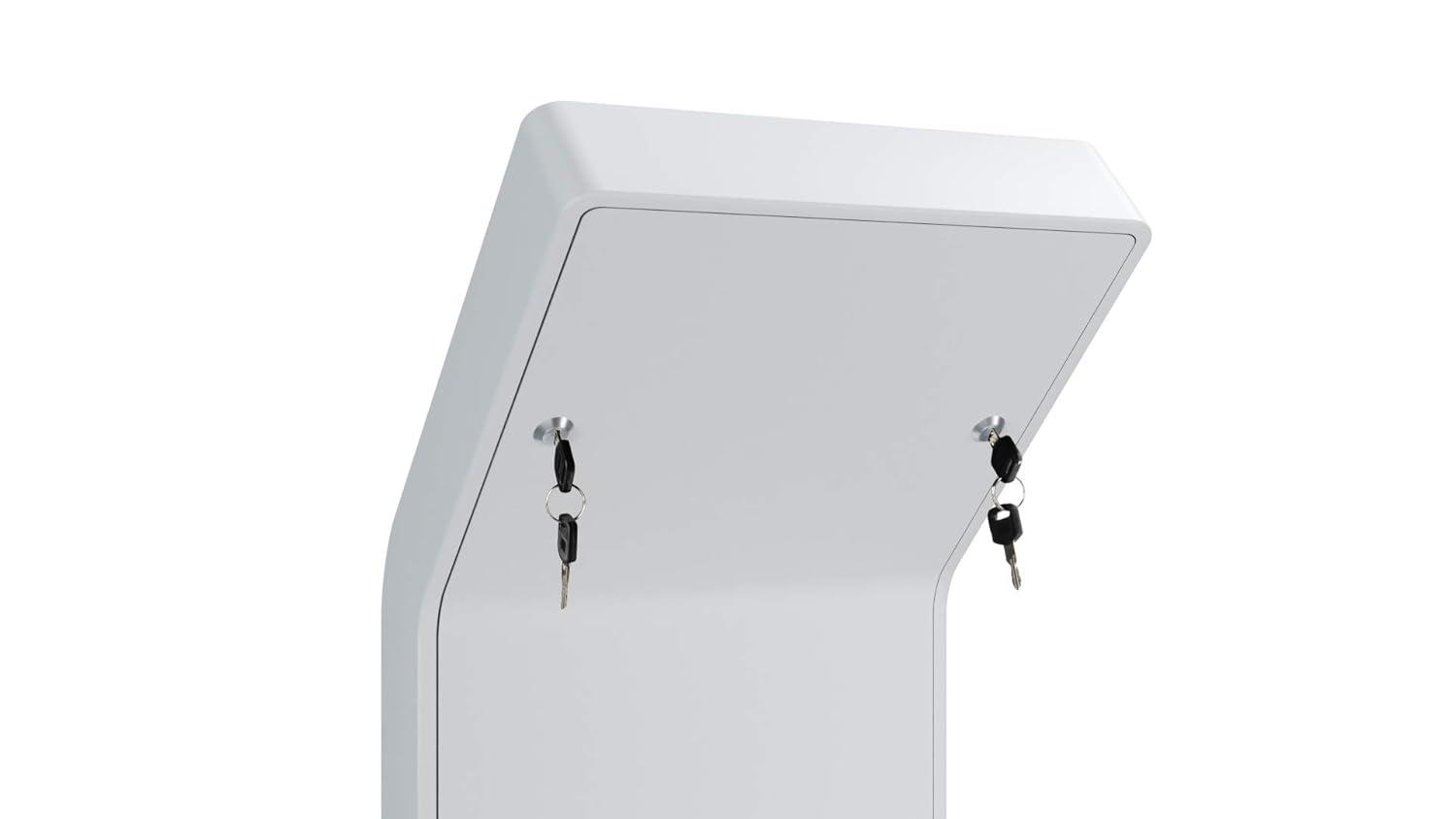 Tablet Kiosk Station – CTA Premium Heavy Duty Large Locking Floor Stand with Interior Cable Routing System for iPad 7th/ 8th/ 9th Gen 10.2” and Other 9-11” Tablets (PAD-KSDKW) – White