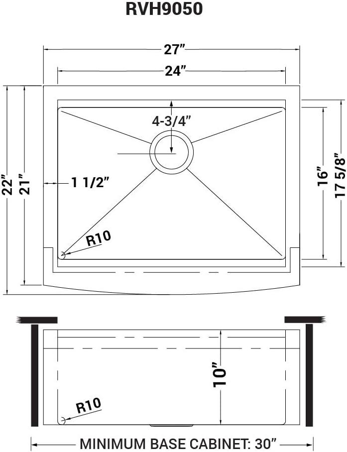 Ruvati 27-inch Apron-front Workstation Farmhouse Kitchen Sink 16 Gauge Stainless Steel Single Bowl