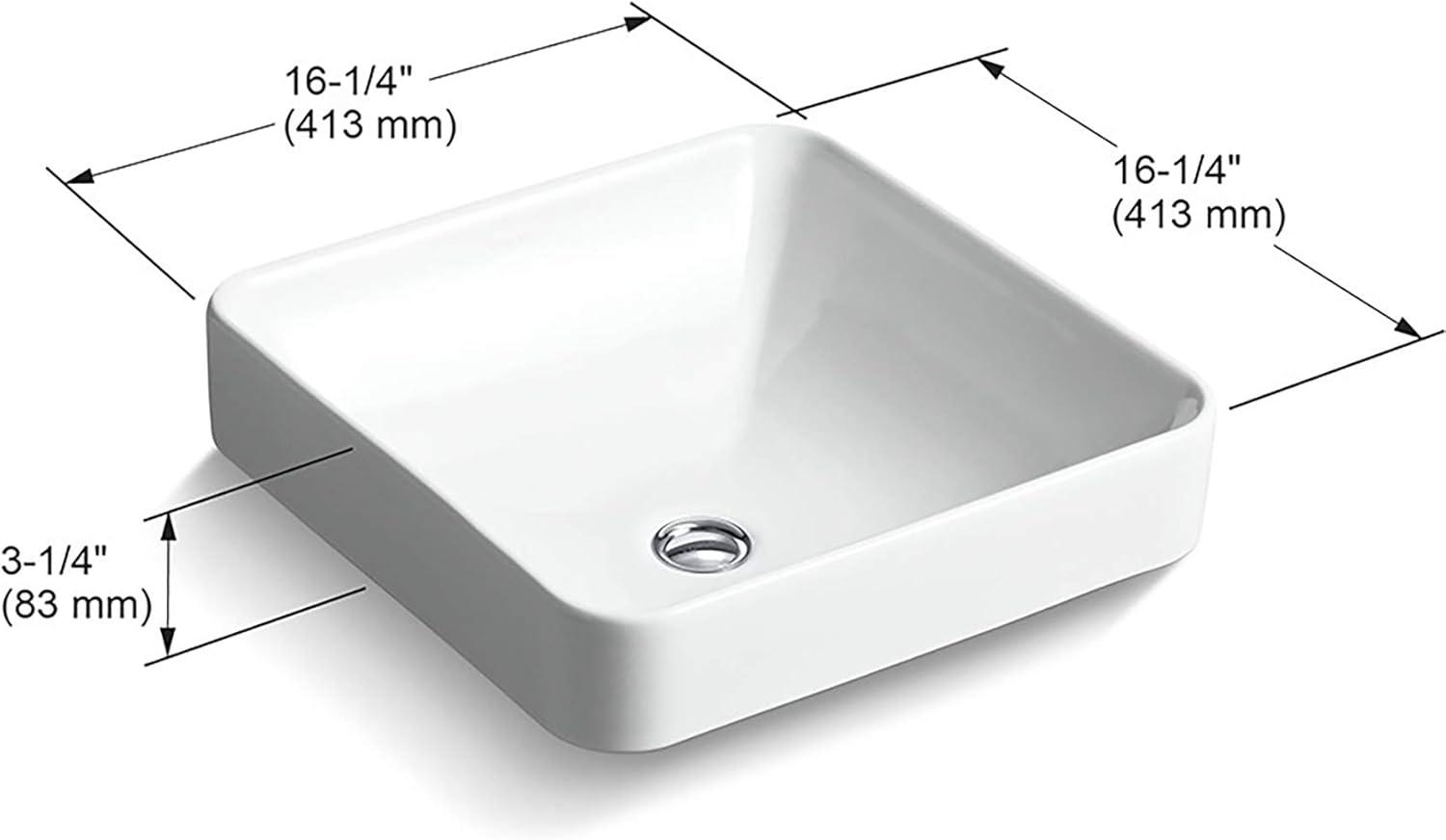 Vox® Ceramic Square Vessel Bathroom Sink with Overflow