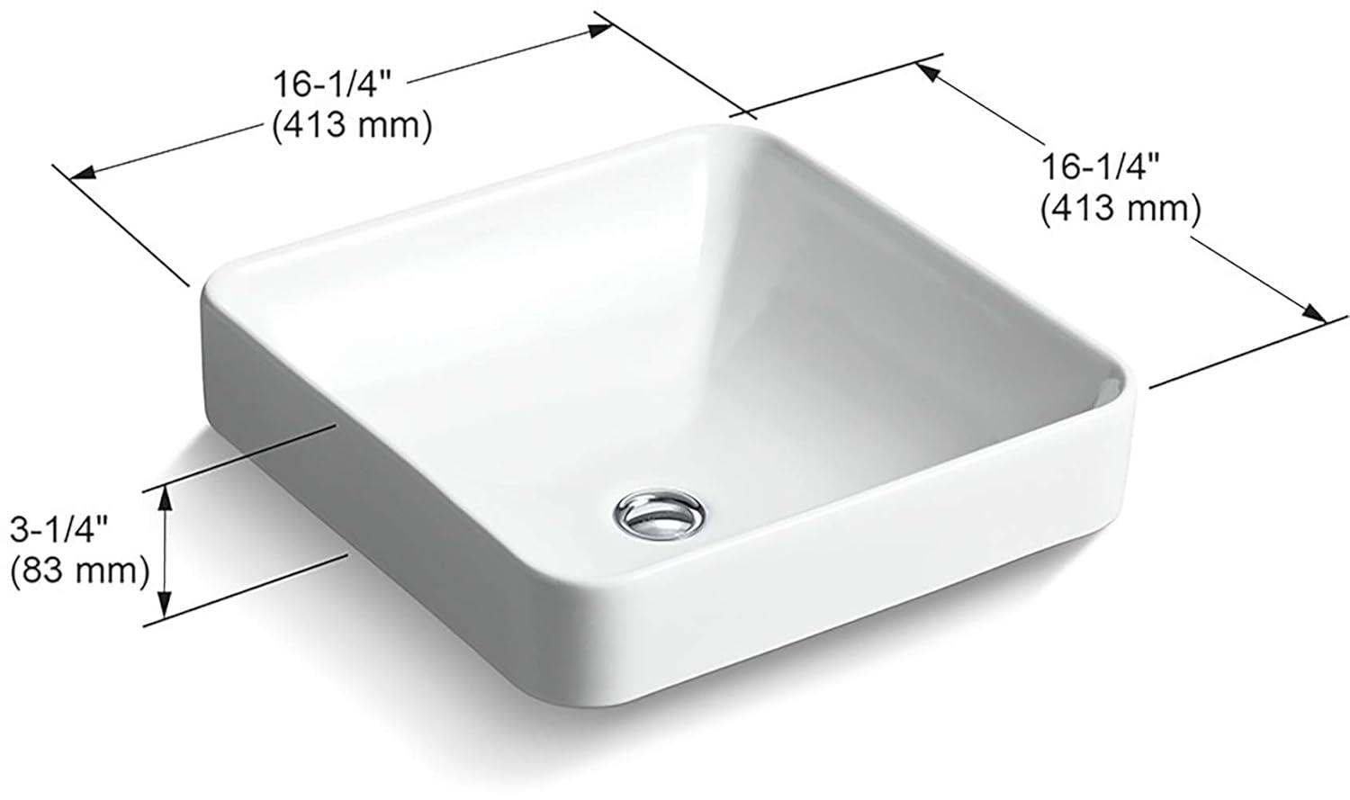 Vox® Ceramic Square Vessel Bathroom Sink with Overflow