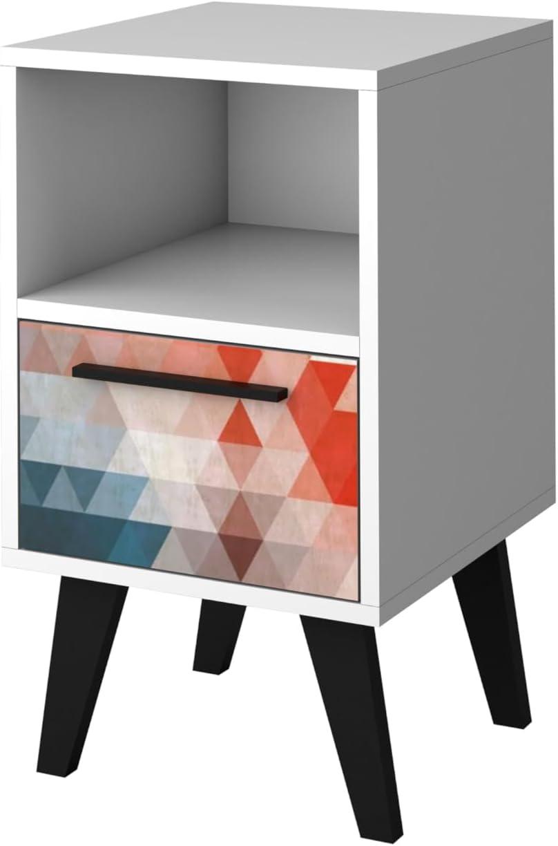 Mid-Century- Modern Amsterdam Nightstand 1.0 with 1 Shelf in Multi Color Red and Blue