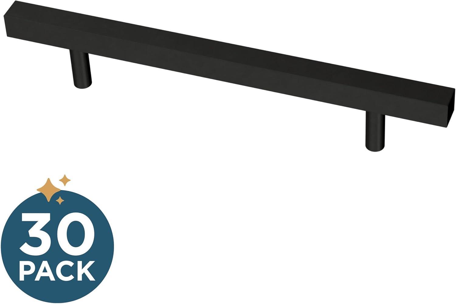 Matte Black Modern Rectangular Bar Cabinet Pulls with Mounting Hardware