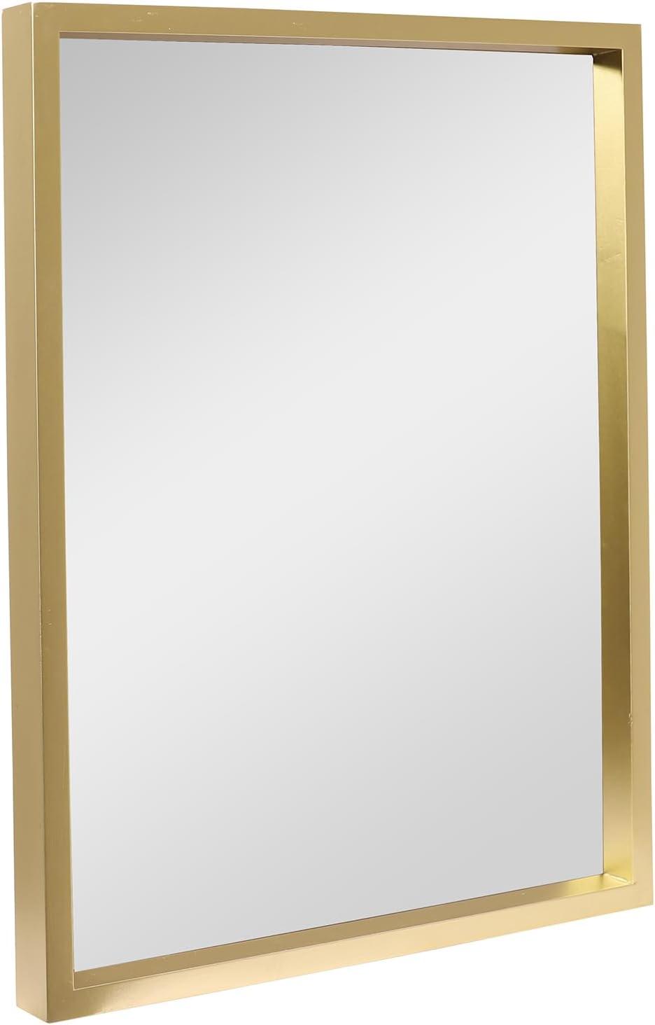 Gold and Silver Rectangular Wood Frame Mirror 18 x 24 Inch