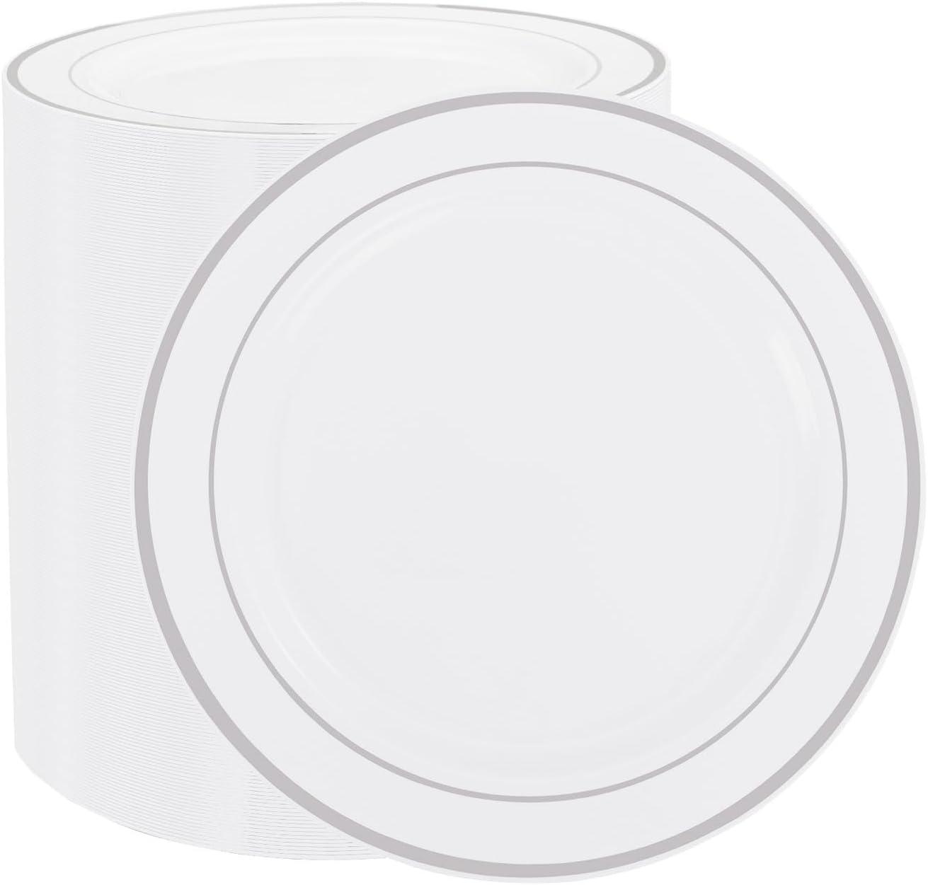 WELLIFE Silver Plastic Dinner Plates 72 Pieces, 10.25" Silver Disposable Plates, Premium Hard Plastic Lunch Plates, Ideal for Wedding and Party