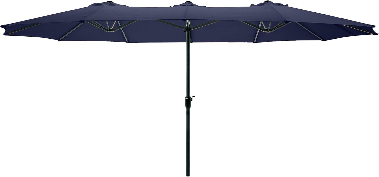 Extra Large Outdoor Umbrella - 15 Ft Double Patio Shade with Easy Hand Crank for Outdoor Furniture, Deck, Backyard, or Pool by Pure Garden (Navy)