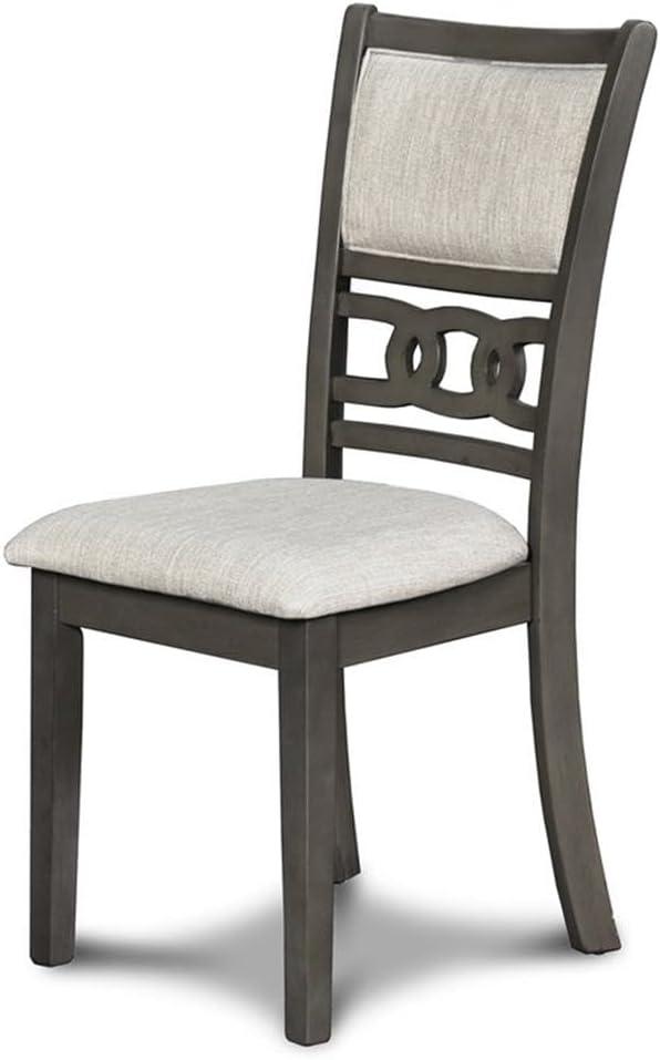 Gray 42-Inch Round Drop Leaf Dining Table Set with Upholstered Chairs