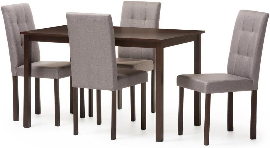 5pc Andrew Modern and Contemporary Fabric Upholstered Grid Tufting Dining Set - Baxton Studio