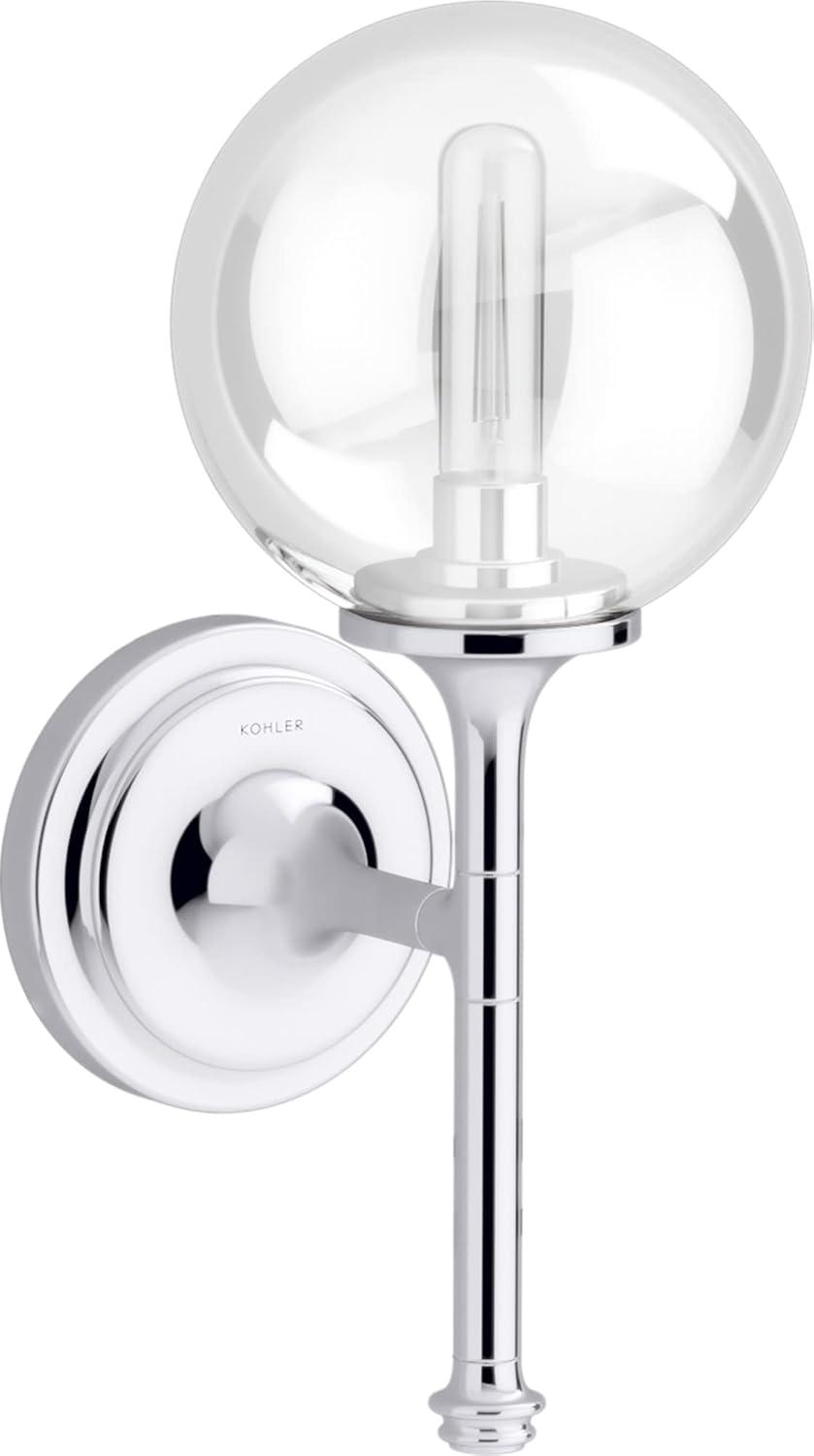 Polished Chrome Glass Globe Dimmable Wall Sconce