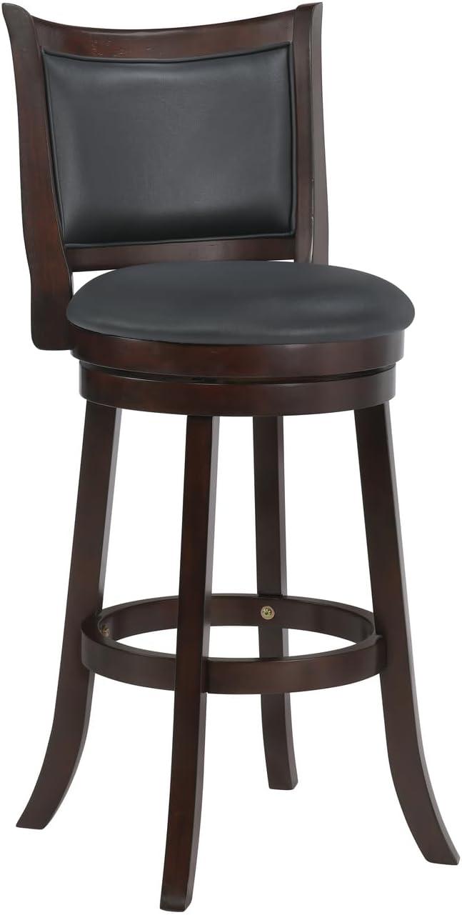 New Classic Furniture, Bristol Wood Swivel Bar Stool with PU Seat in Dark Brown, Brown