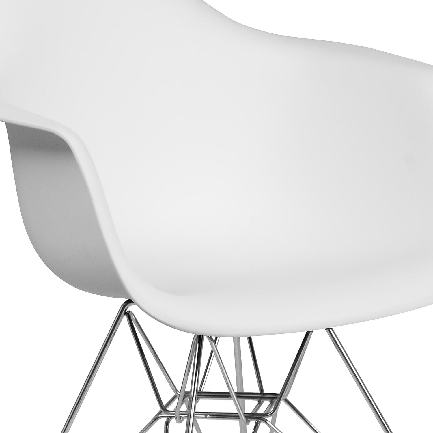 Flash Furniture 2 Pack Alonza Series White Plastic Chair with Chrome Base