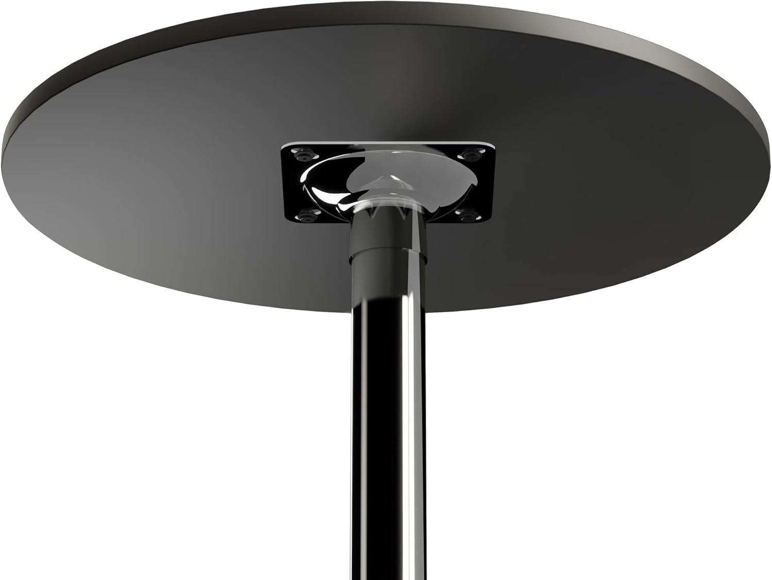 Transitional Black Wood and Chrome 24" Round Pub Table