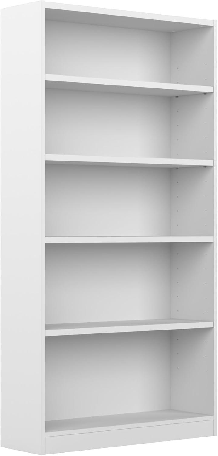 Bush Furniture Universal 5 Shelf Wood Bookcase in Pure White