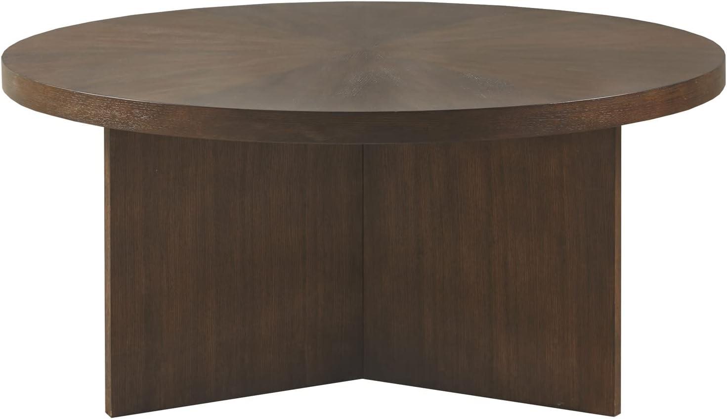 39.5'' Walnut Wood Starburst Round Coffee Table