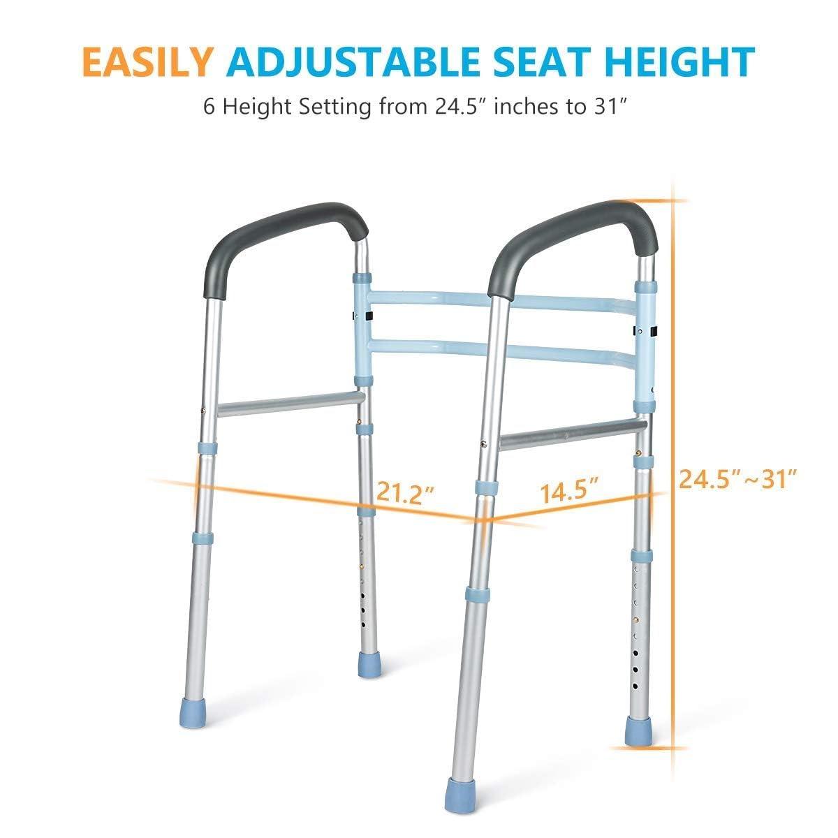 Oasisspace Stand Alone Toilet Safety Rail - Heavy Duty Medical Toilet Safety Frame for Elderly, Handicap and Disabled - Adjustable Bathroom Toilet Handrails, Fit Any Toilet