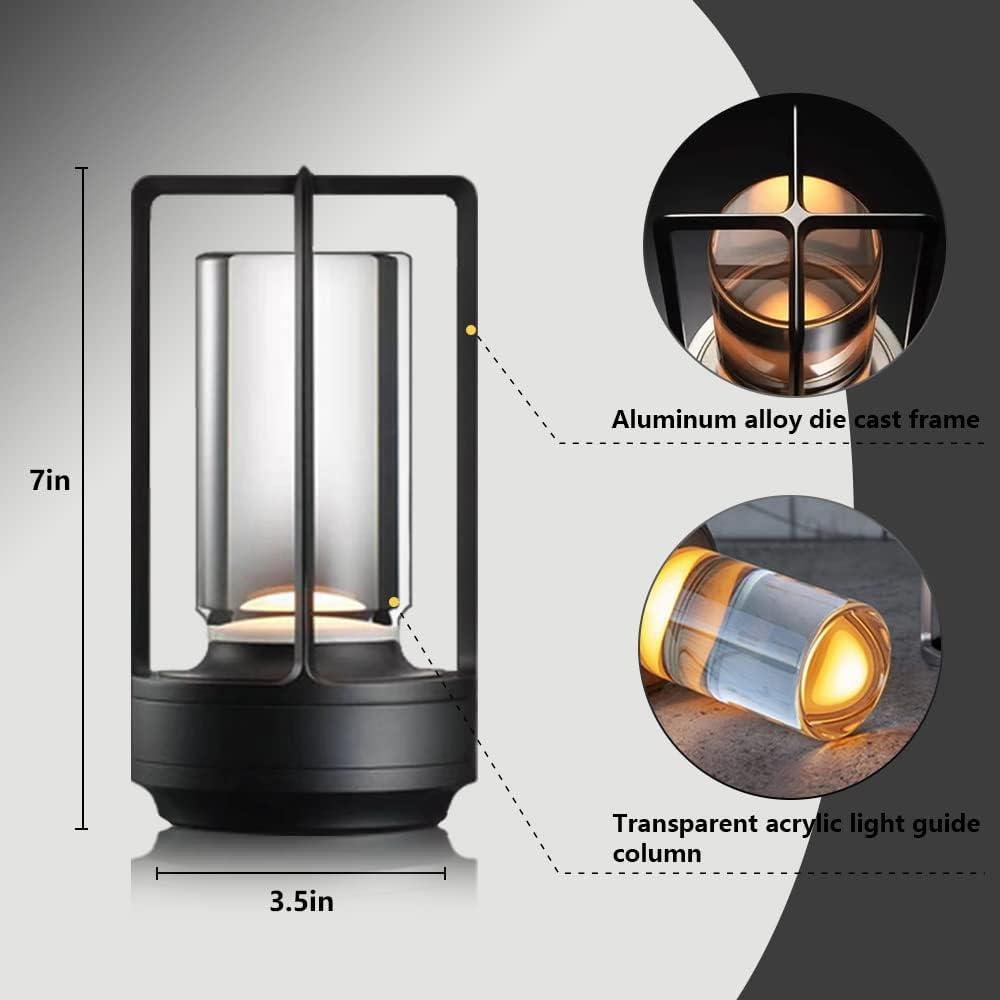 Jkung Portable Metal Table Lamp Touch Control Adjustable Dimmable Flicker Free Rechargeable Cordless Battery Powered Small Desk Lamp
