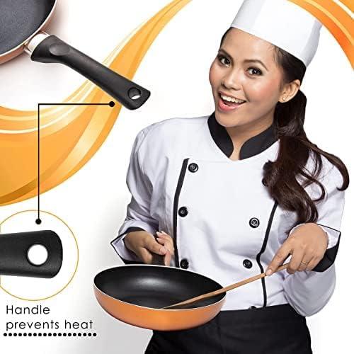 Moss & Stone 4 Peice Pots & Pans Set Nonstick Cookware Set, Aluminum Pots and Pans, Copper Pots and Pans Set with Glass Lid, Dishwasher Safe, Cooking Set