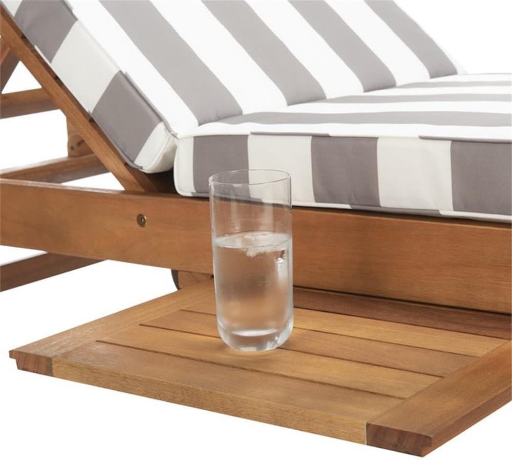 Newport Lounge Chair - Outdoor - PAT7022 - Natural/Grey Striped -Safavieh