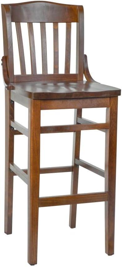 Flash Furniture HERCULES Series School House Back Walnut Wood Restaurant Barstool