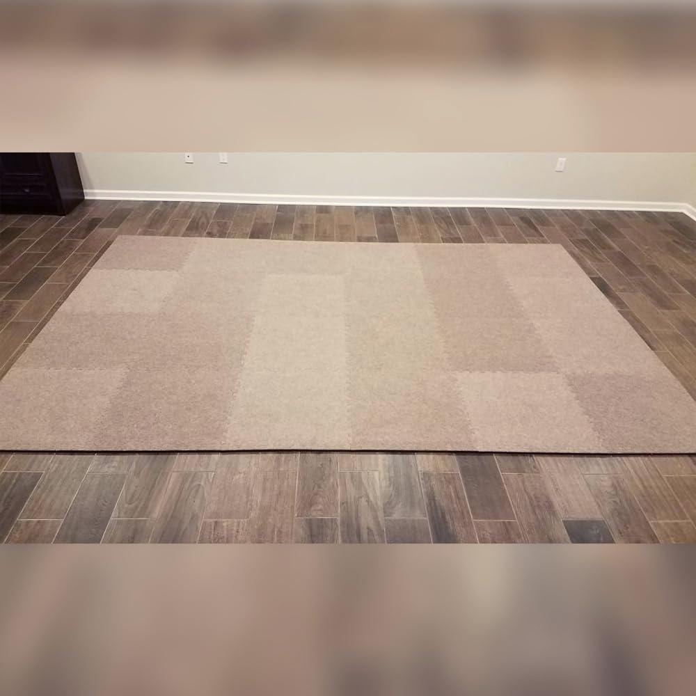 Royal Tan Polyester Interlocking Carpet Tiles, 24x24 Inch