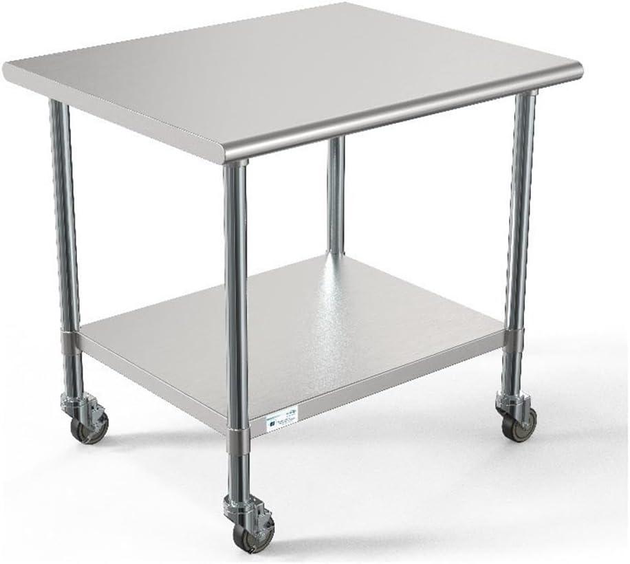 30" x 36" Stainless Steel Commercial Workstation with Casters