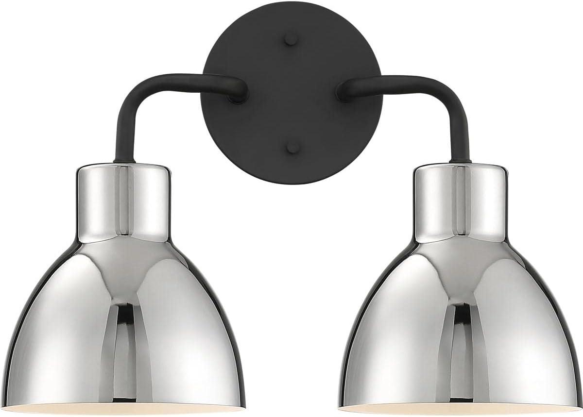 Sloan Matte Black and Polished Nickel 2-Light Vanity Fixture