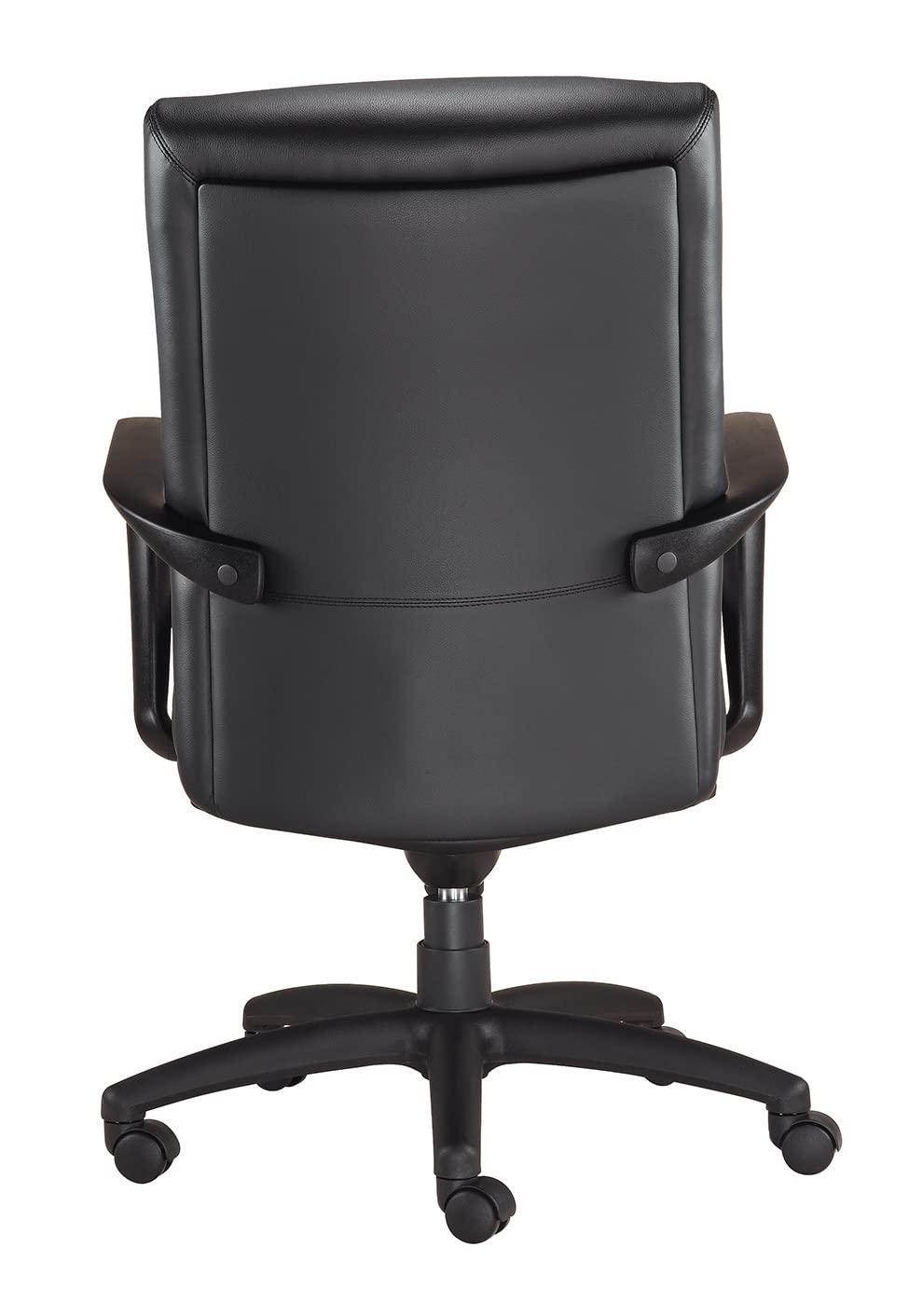 Manchester Mid Back Black Leather Office Chair with Metal Frame