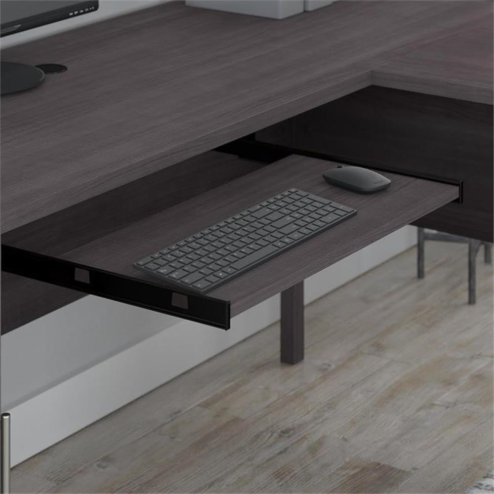Bush Furniture Somerset 72" L Shaped Desk with Storage, Storm Gray