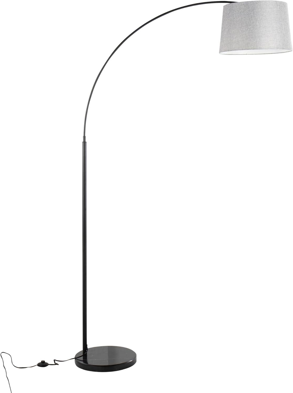 LumiSource March Contemporary Floor Lamp: Marble Base, Linen Drum Shade, UL Listed, 60W