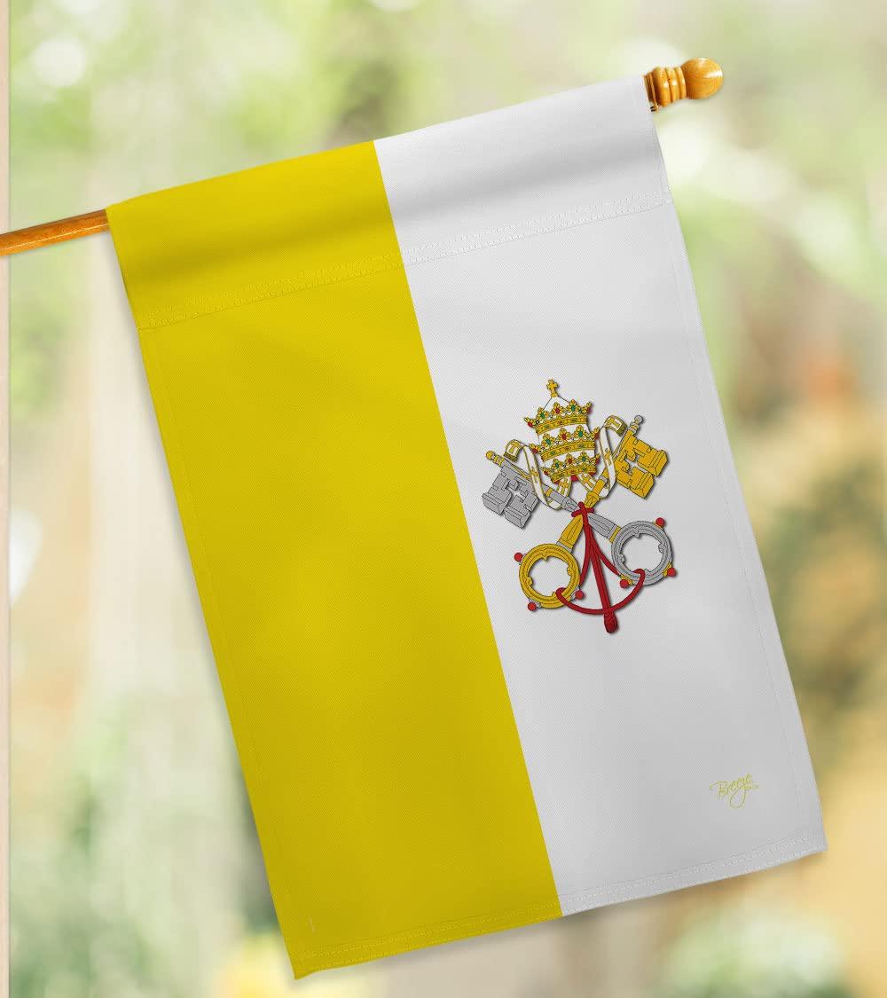 Breeze Decor 08106 Vatican City 2-Sided Vertical Impression House Flag - 28 x 40 in.