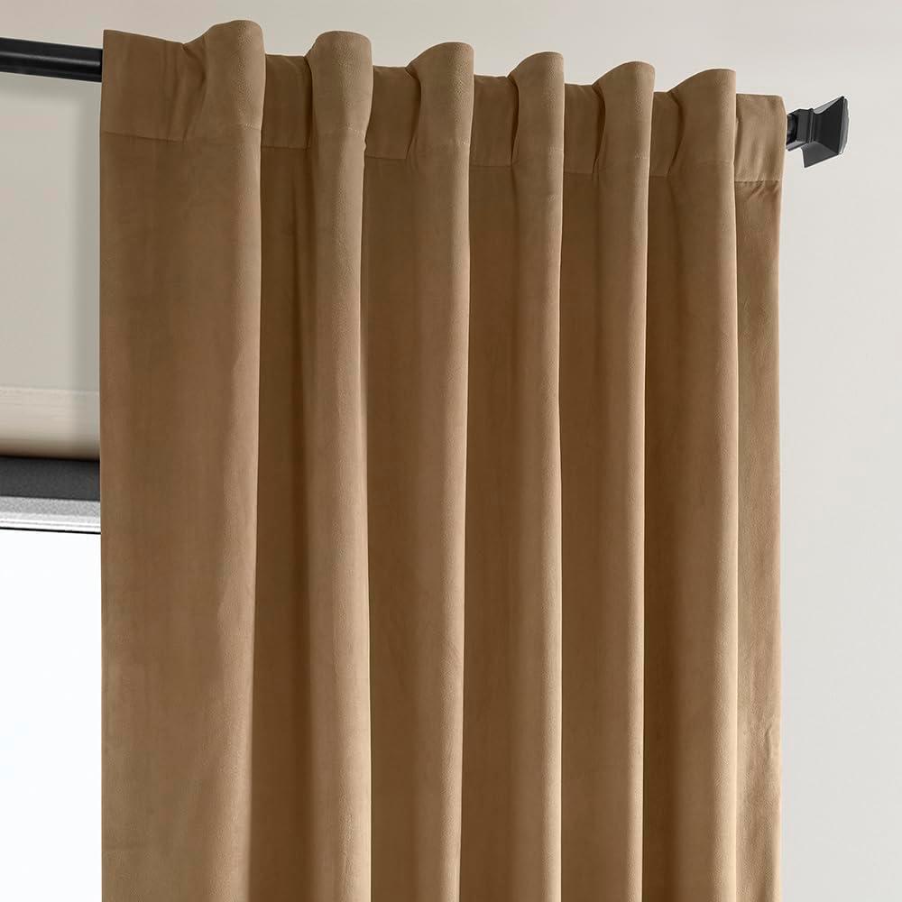 HPD Half Price Drapes Spiced Rum Heritage Plush Velvet Room Darkening Curtains for Bedroom & Living Room Curtains (1 Panel), Window Curtains 108 inches long, Rod Pocket Curtains & Drapes, 50W X 108L