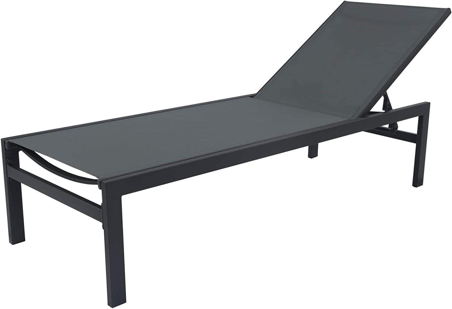 Gray Aluminum Adjustable Outdoor Chaise Lounge Chair