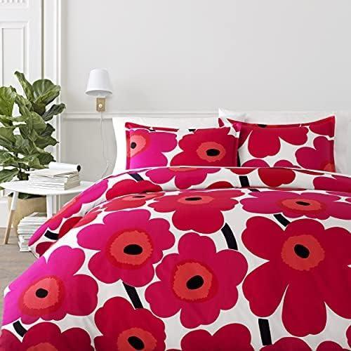 Marimekko Unikko Cotton Red Duvet Cover Set