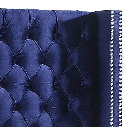 Meridian Furniture Aiden Velvet Queen Bed-Color:Navy Velvet,Style:Contemporary
