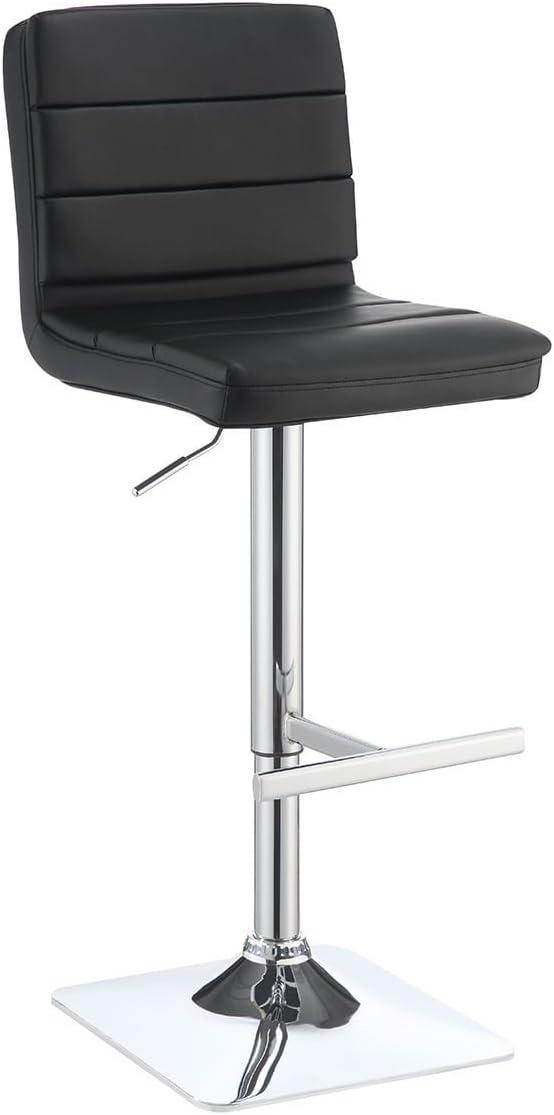 Contemporary Black Leatherette Swivel Adjustable Bar Stool