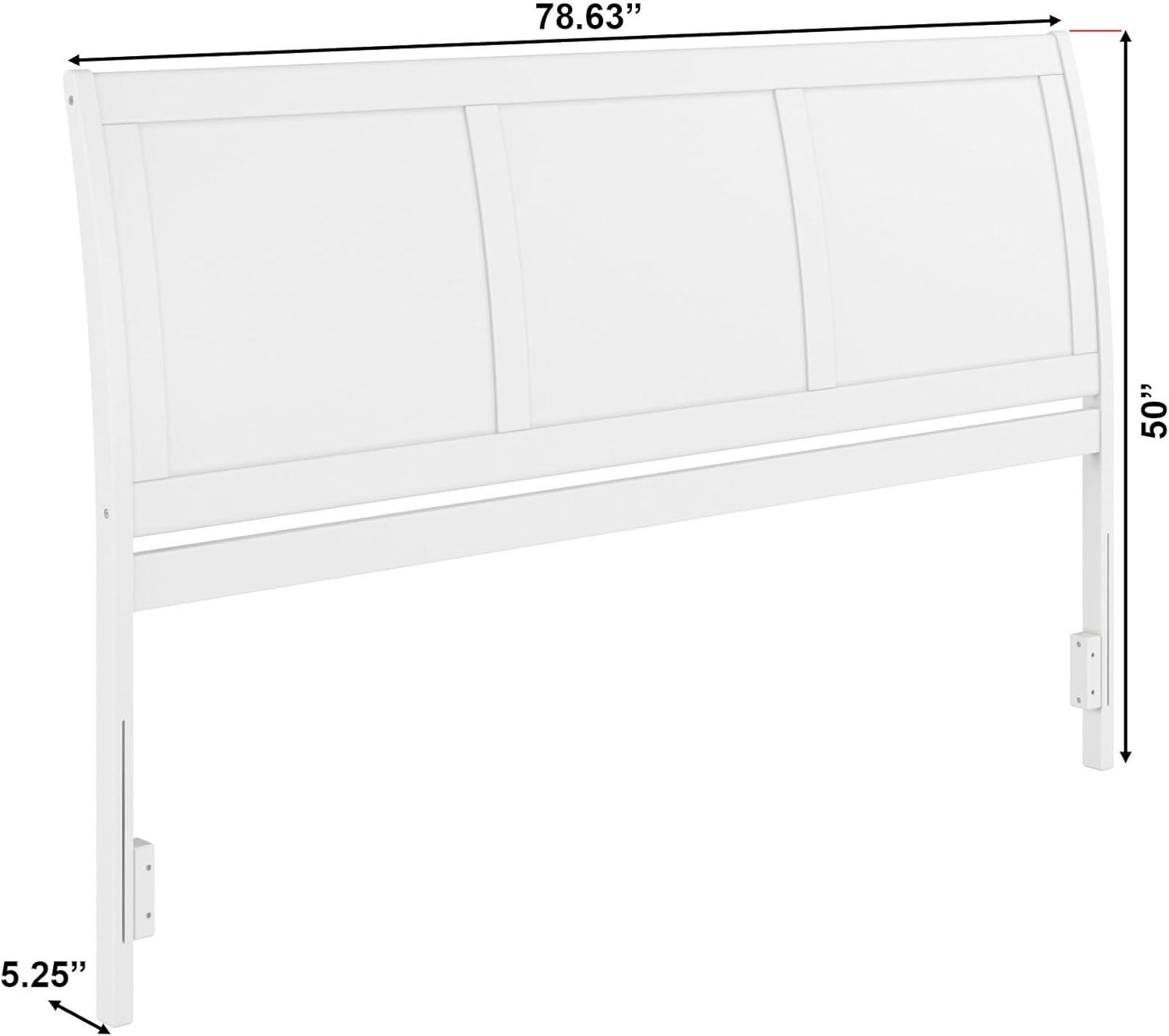 AFI Portland King Sleigh Solid Wood Panel Headboard with Attachable Charger, White