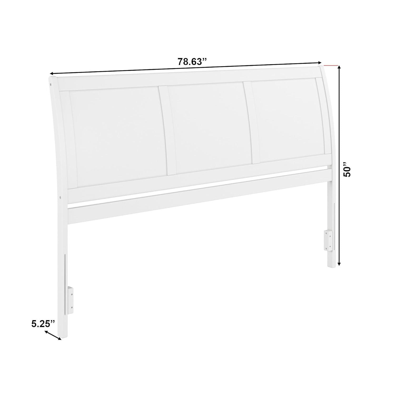 AFI Portland King Sleigh Solid Wood Panel Headboard with Attachable Charger, White