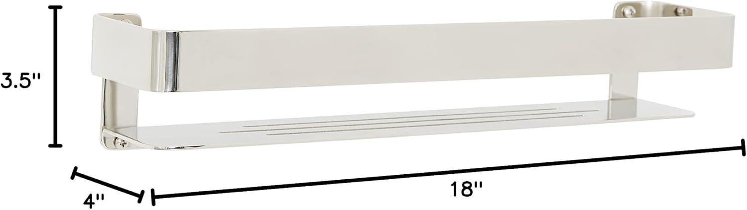 Floating Rectangular Shower Shelf with Rail in a Satin Finish