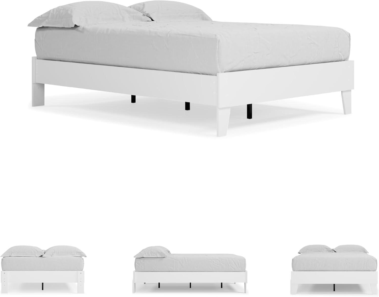 Full Piperton Platform Bed White - Signature Design by Ashley: Modern Style, No Box Spring Needed