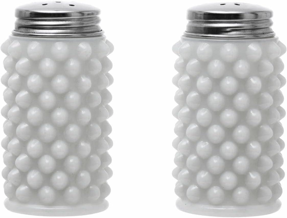 Hobnail Milk Glass Salt and Pepper Shakers, White