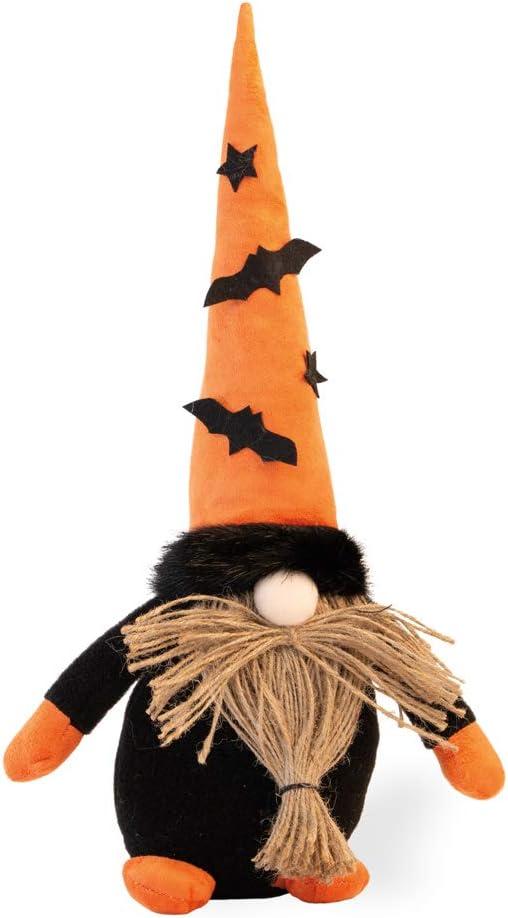 Merlin Halloween Gnome with Orange Hat and Jute Beard, 16 Inches